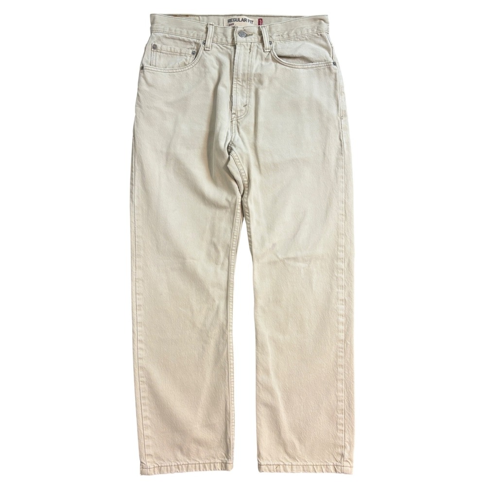 Levis 505 Regular Fit Jeans Mens 32x29 Beige Tan Straight Leg Denim Pants